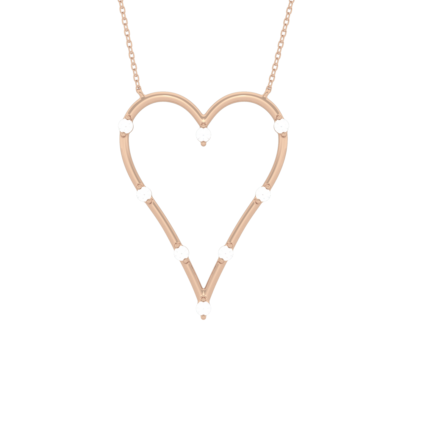 0.24 TCW Round Lab Grown Diamond Heart Shaped Necklace
