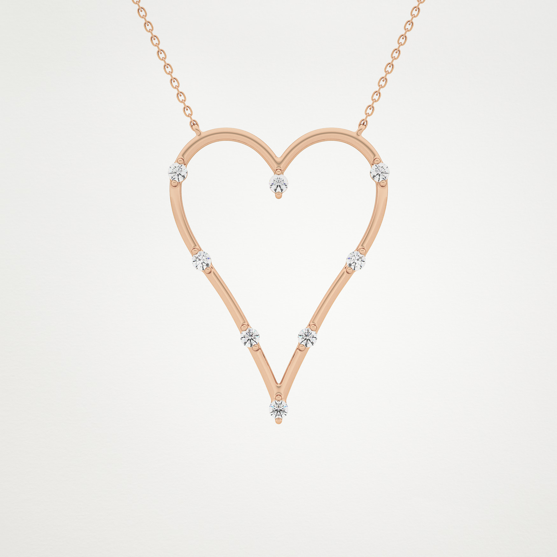 0.24 TCW Round Lab Grown Diamond Heart Shaped Necklace