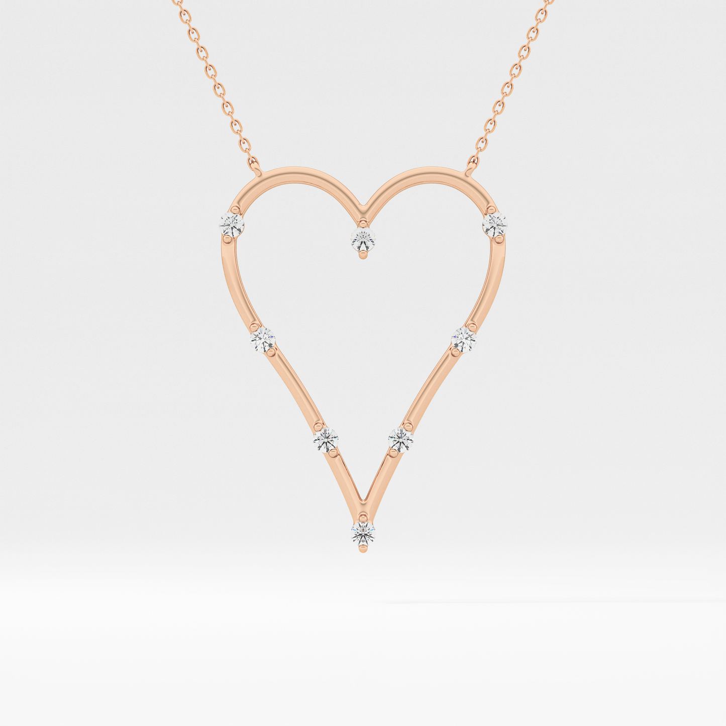 0.24 TCW Round Lab Grown Diamond Heart Shaped Necklace
