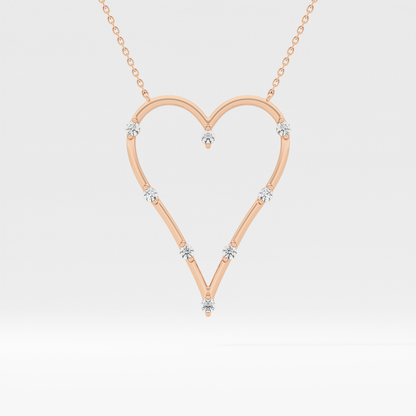 0.24 TCW Round Lab Grown Diamond Heart Shaped Necklace