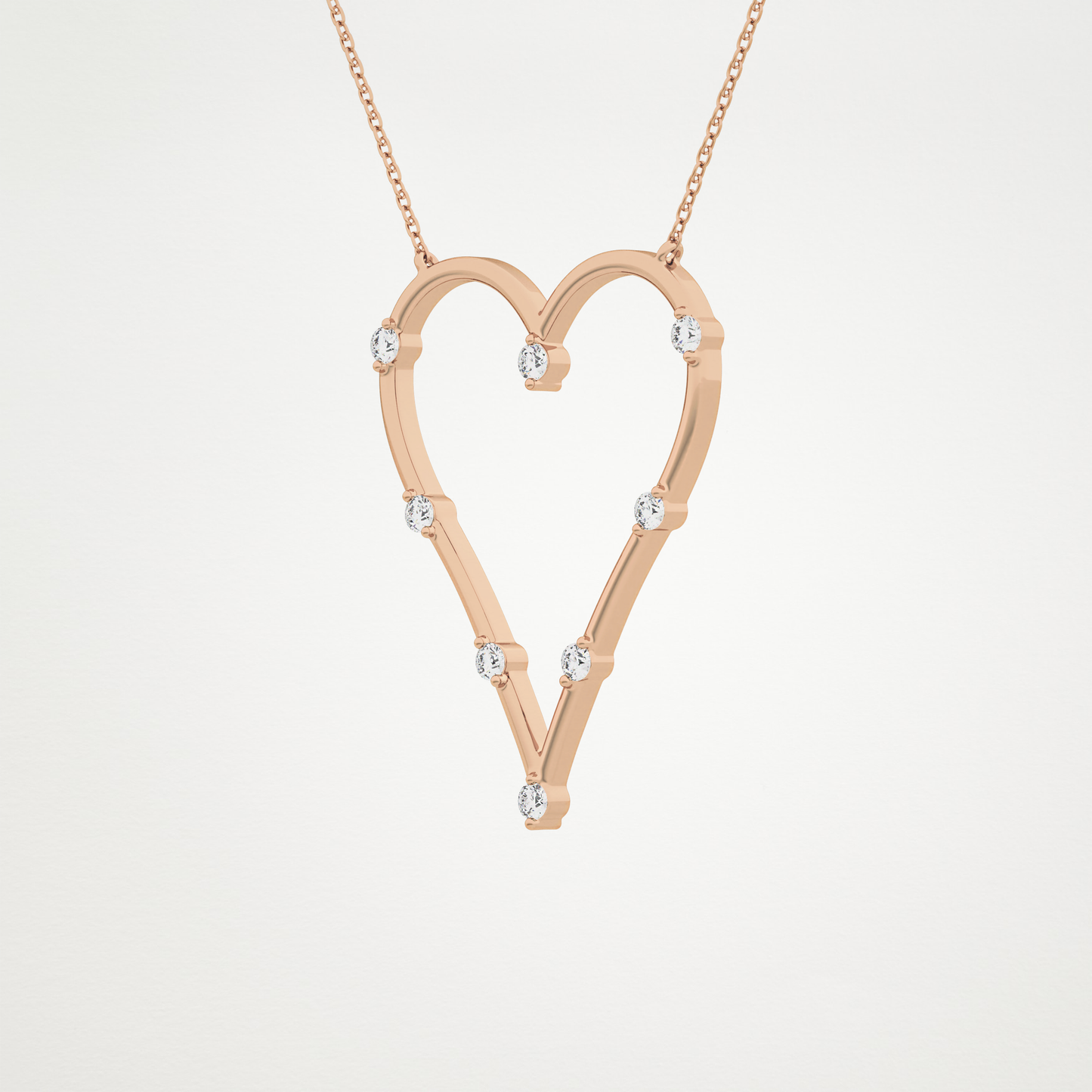 0.24 TCW Round Lab Grown Diamond Heart Shaped Necklace