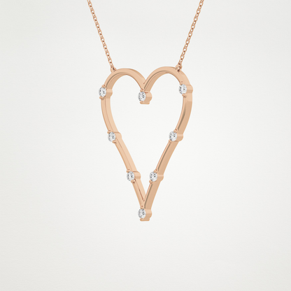 0.24 TCW Round Lab Grown Diamond Heart Shaped Necklace