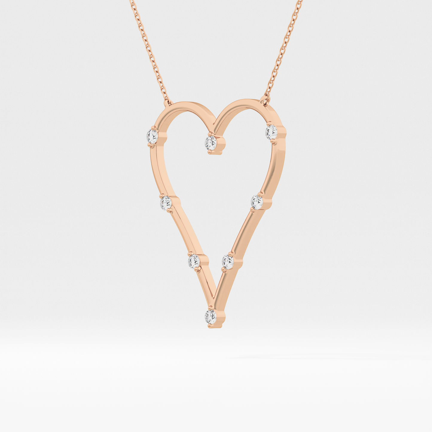 0.24 TCW Round Lab Grown Diamond Heart Shaped Necklace