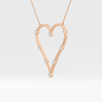 0.24 TCW Round Lab Grown Diamond Heart Shaped Necklace