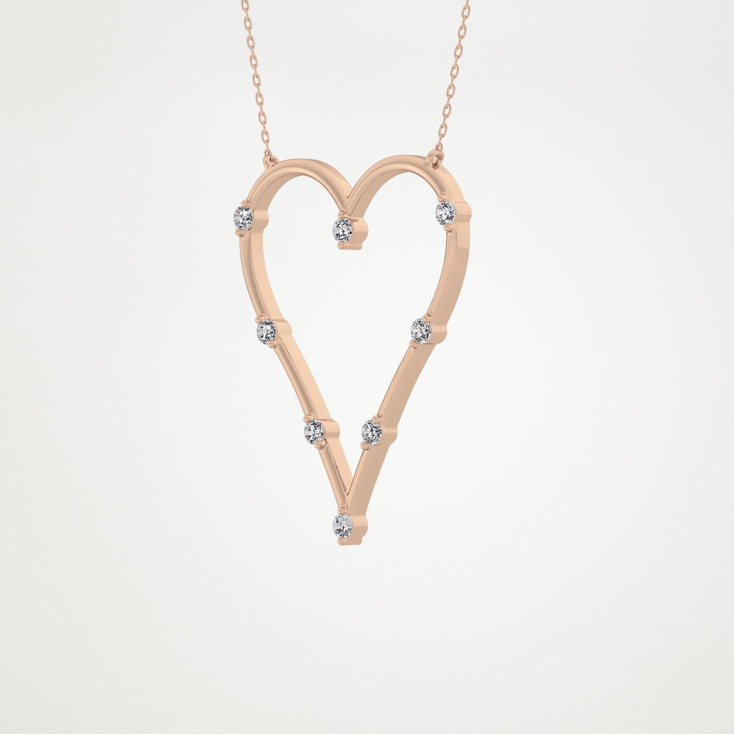 0.24 TCW Round Lab Grown Diamond Heart Shaped Necklace