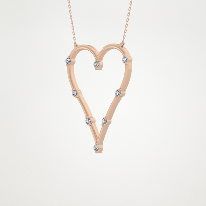 0.24 TCW Round Lab Grown Diamond Heart Shaped Necklace