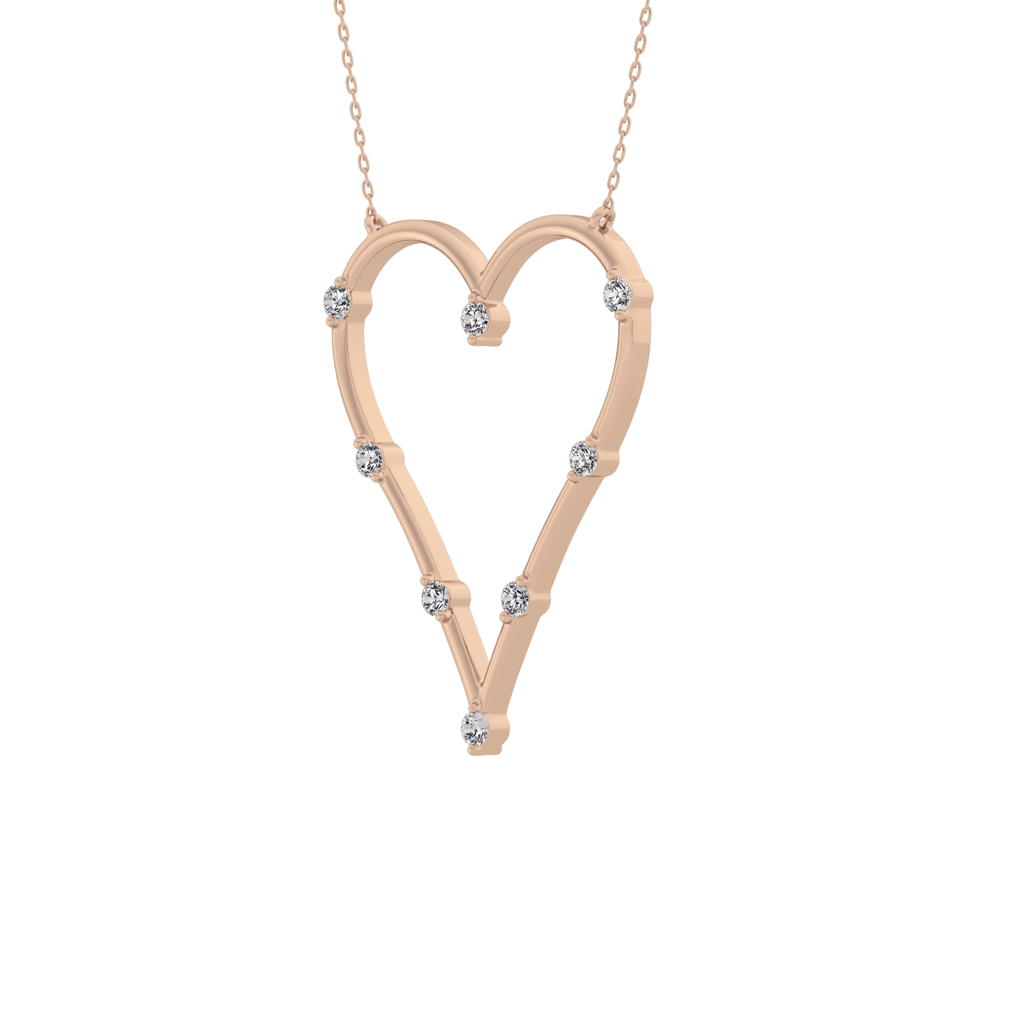 0.24 TCW Round Lab Grown Diamond Heart Shaped Necklace