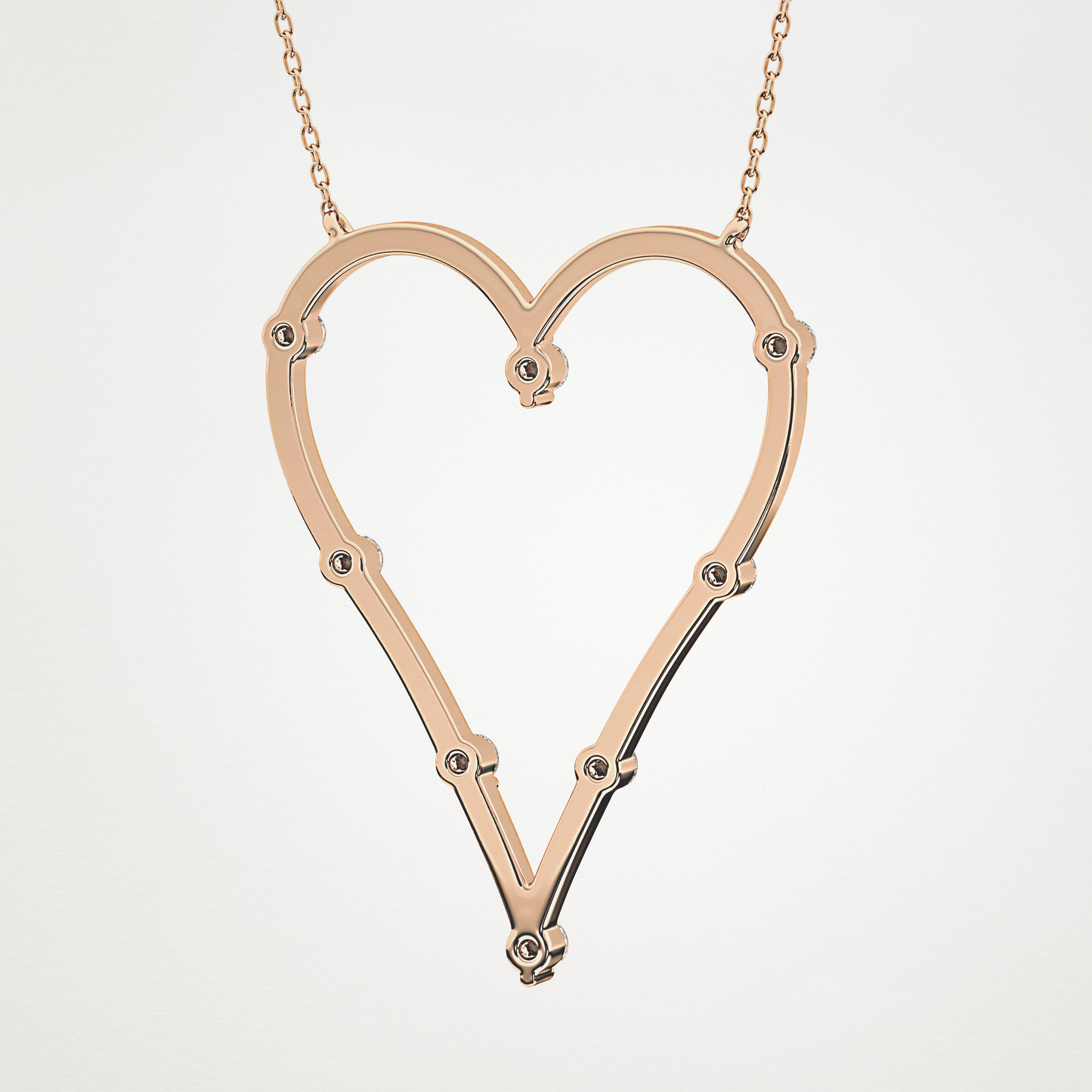 0.24 TCW Round Lab Grown Diamond Heart Shaped Necklace