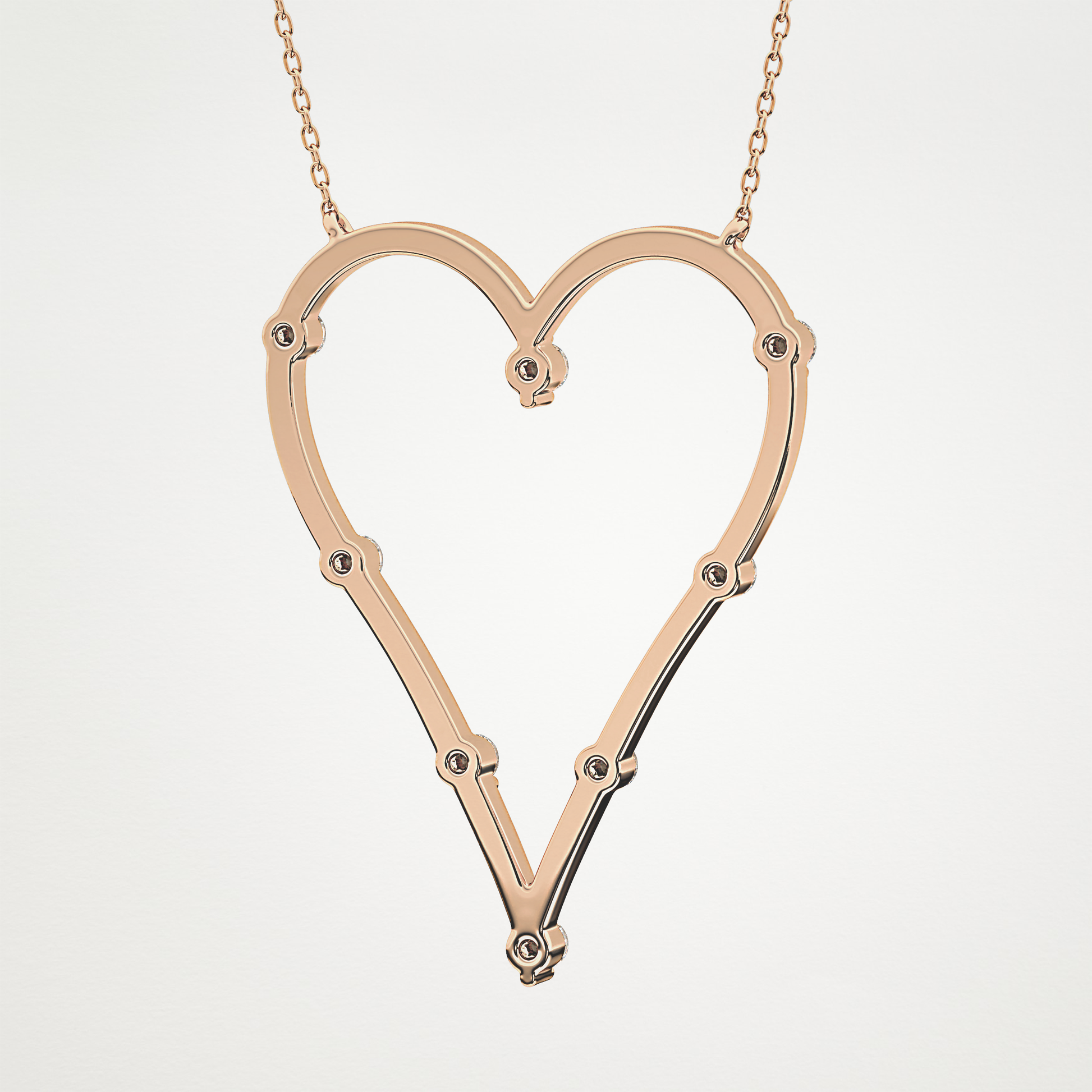 0.24 TCW Round Lab Grown Diamond Heart Shaped Necklace