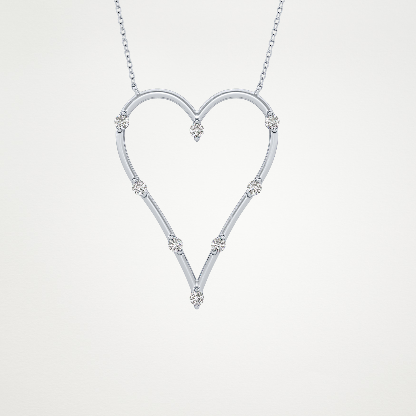 0.24 TCW Round Lab Grown Diamond Heart Shaped Necklace