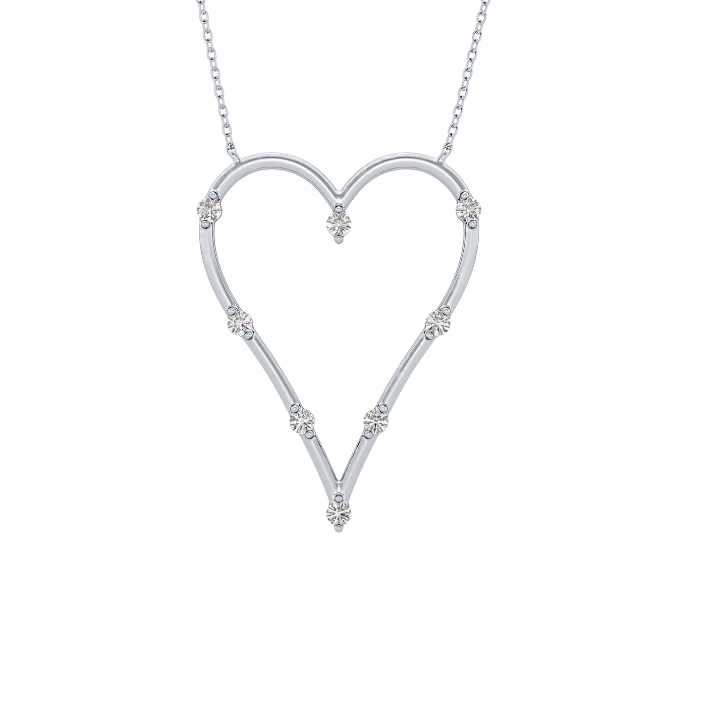 0.24 TCW Round Lab Grown Diamond Heart Shaped Necklace