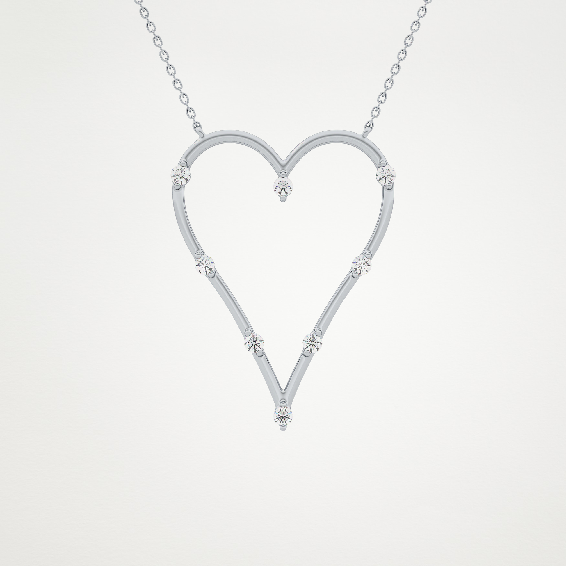 0.24 TCW Round Lab Grown Diamond Heart Shaped Necklace