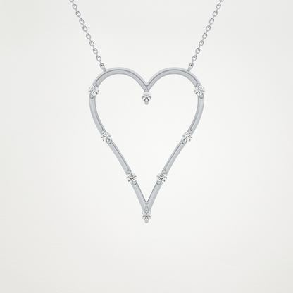0.24 TCW Round Lab Grown Diamond Heart Shaped Necklace