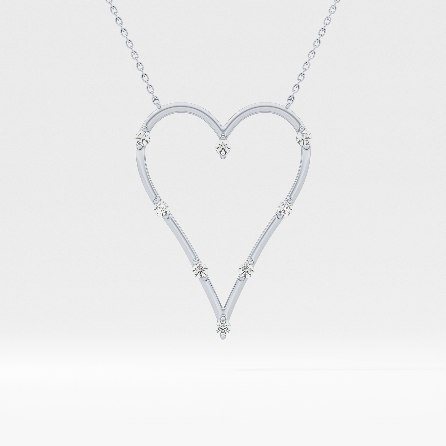 0.24 TCW Round Lab Grown Diamond Heart Shaped Necklace