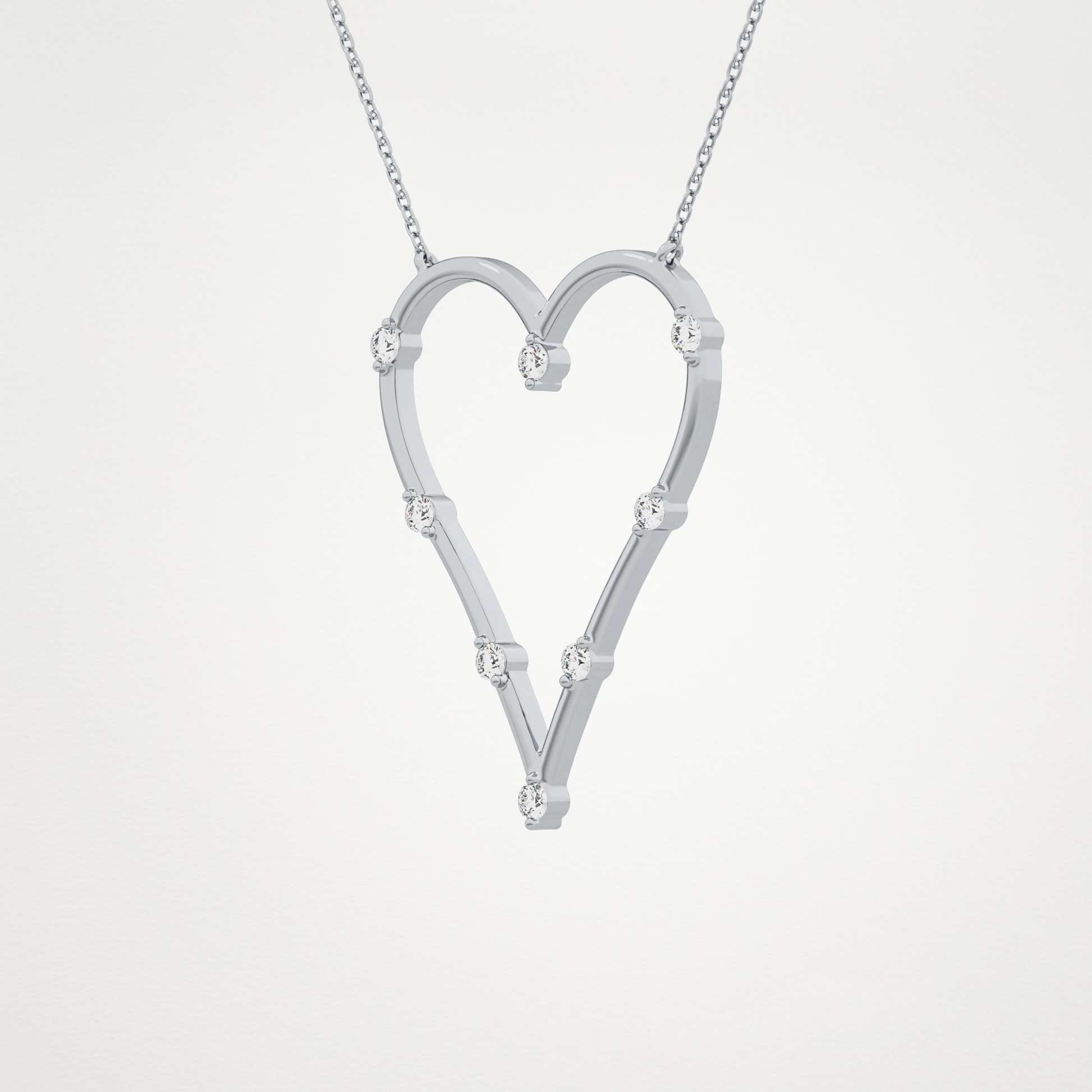 0.24 TCW Round Lab Grown Diamond Heart Shaped Necklace