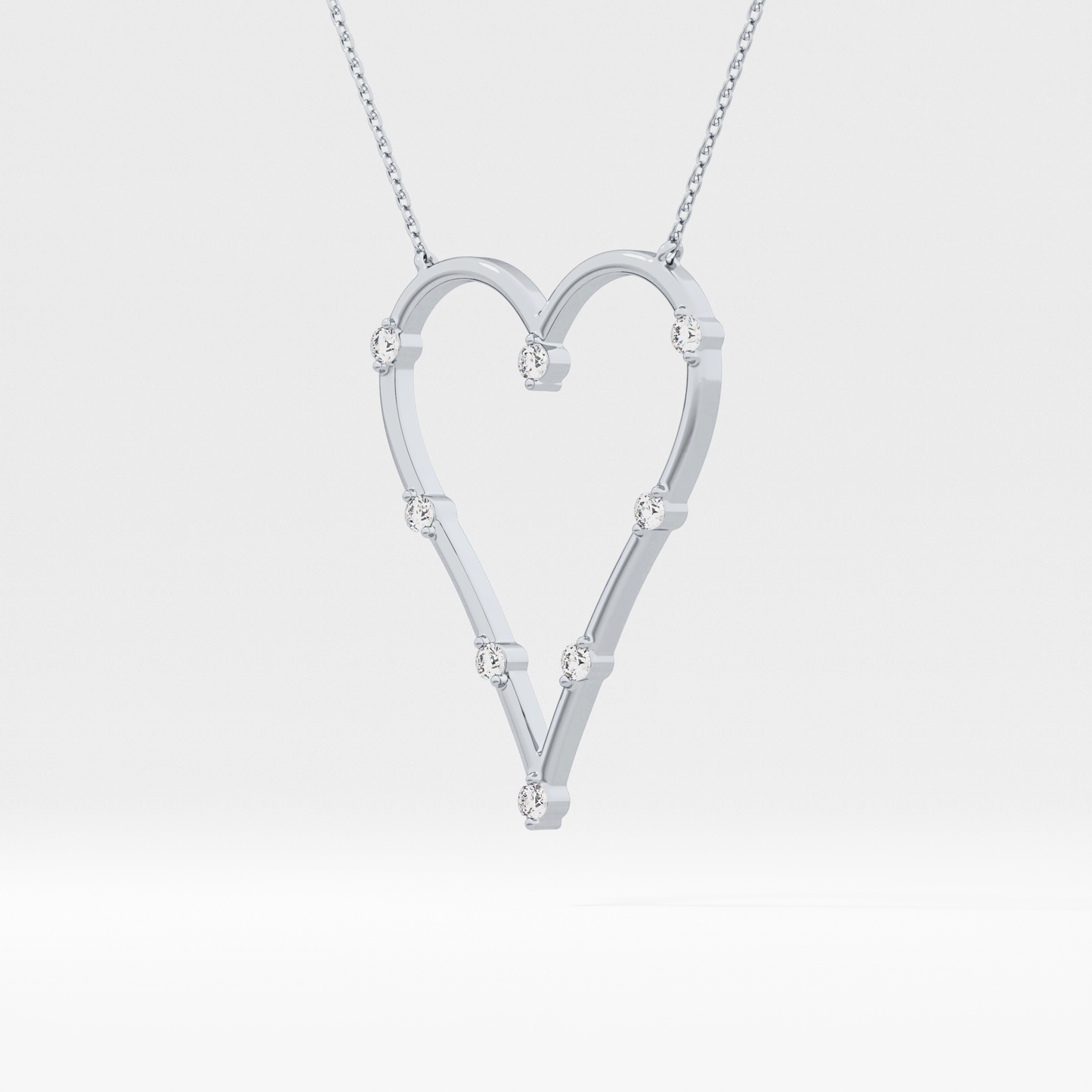 0.24 TCW Round Lab Grown Diamond Heart Shaped Necklace