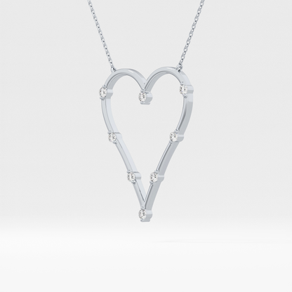 0.24 TCW Round Lab Grown Diamond Heart Shaped Necklace