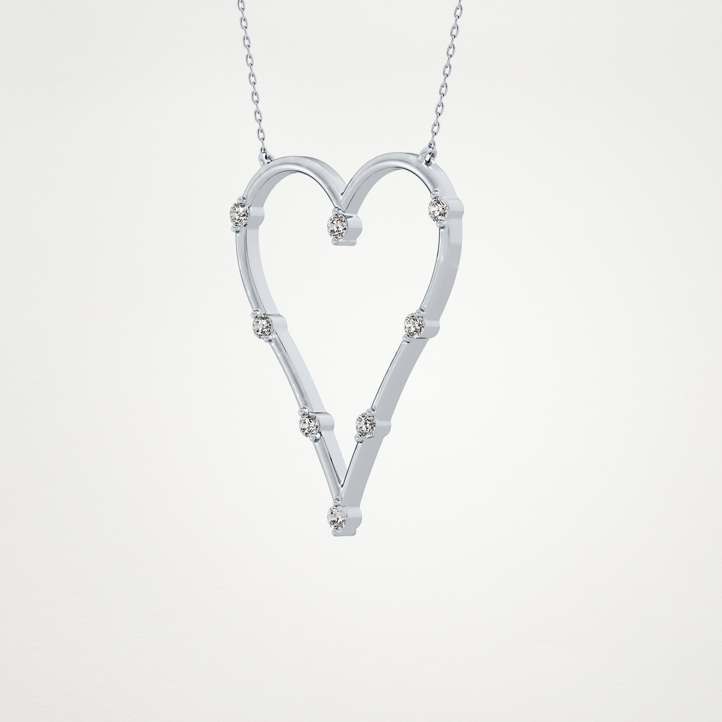 0.24 TCW Round Lab Grown Diamond Heart Shaped Necklace