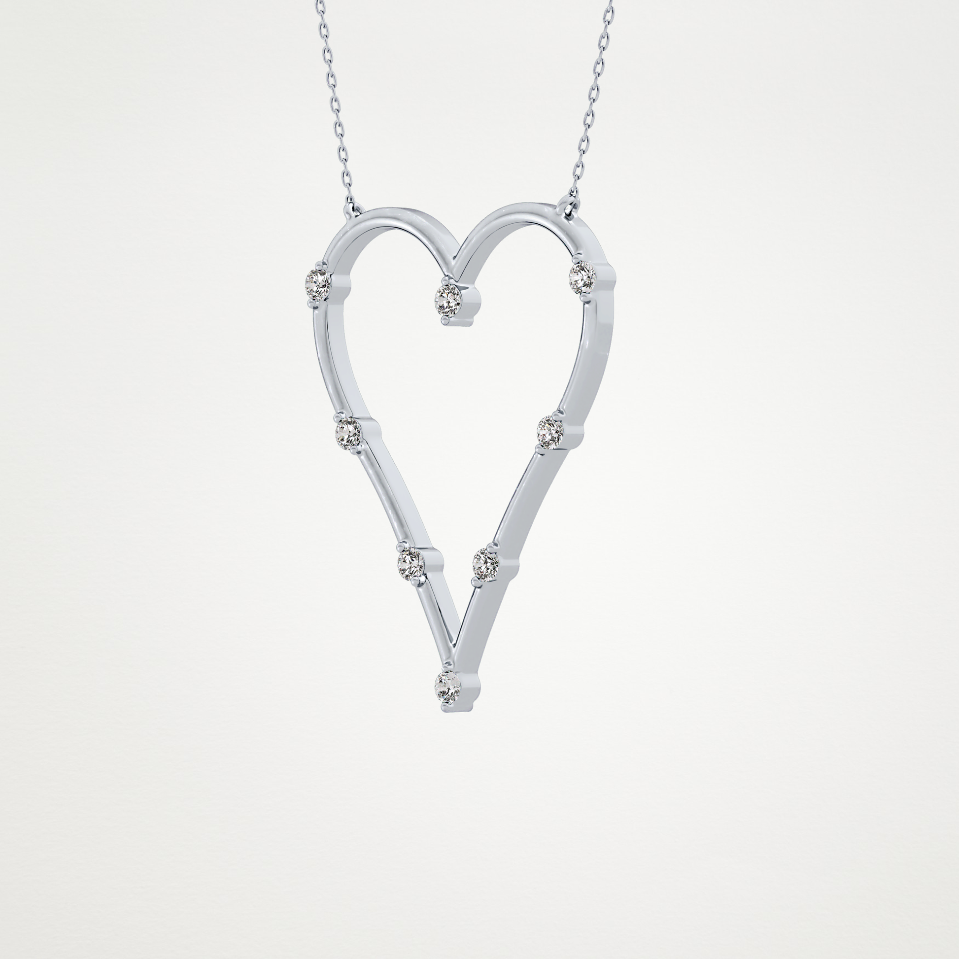 0.24 TCW Round Lab Grown Diamond Heart Shaped Necklace