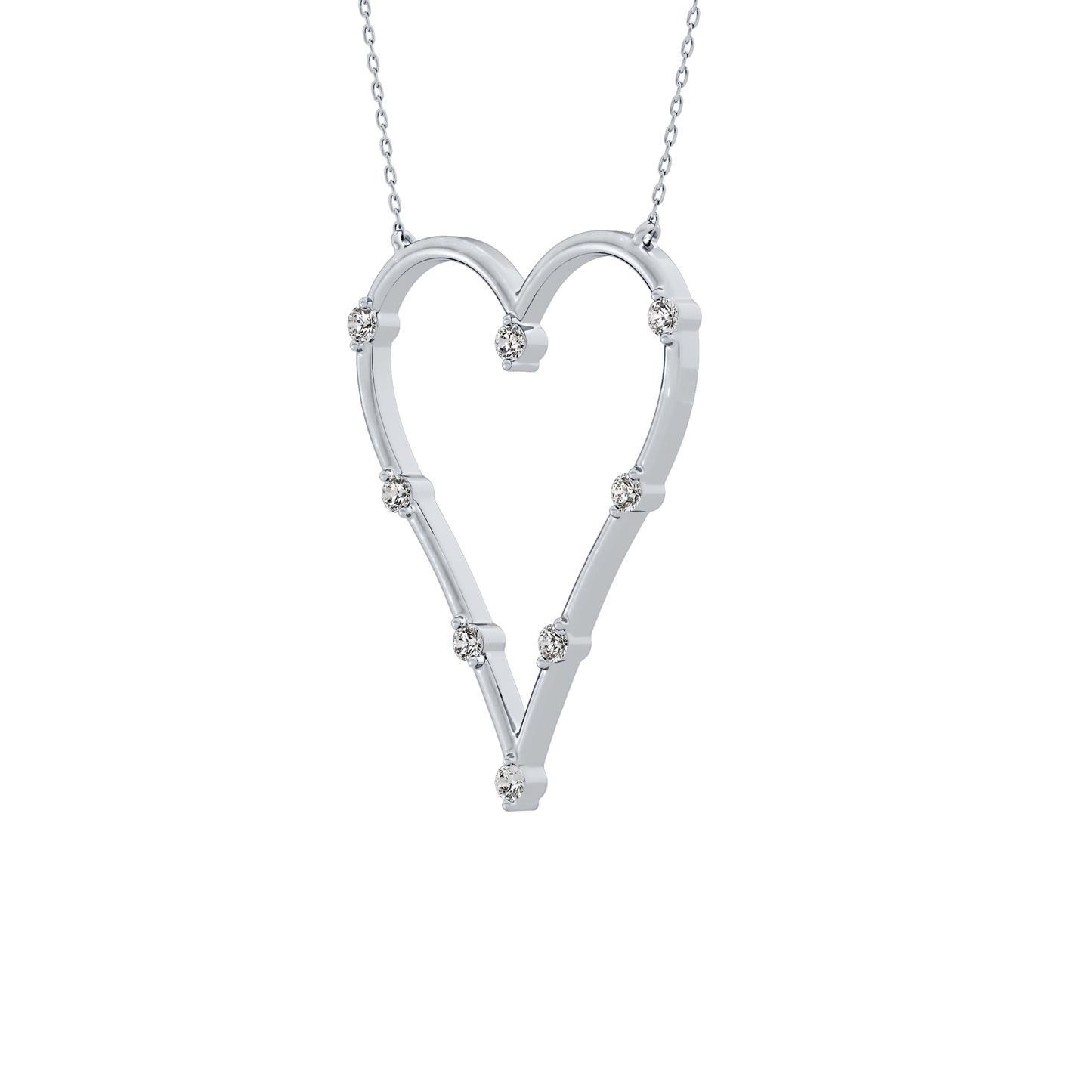 0.24 TCW Round Lab Grown Diamond Heart Shaped Necklace