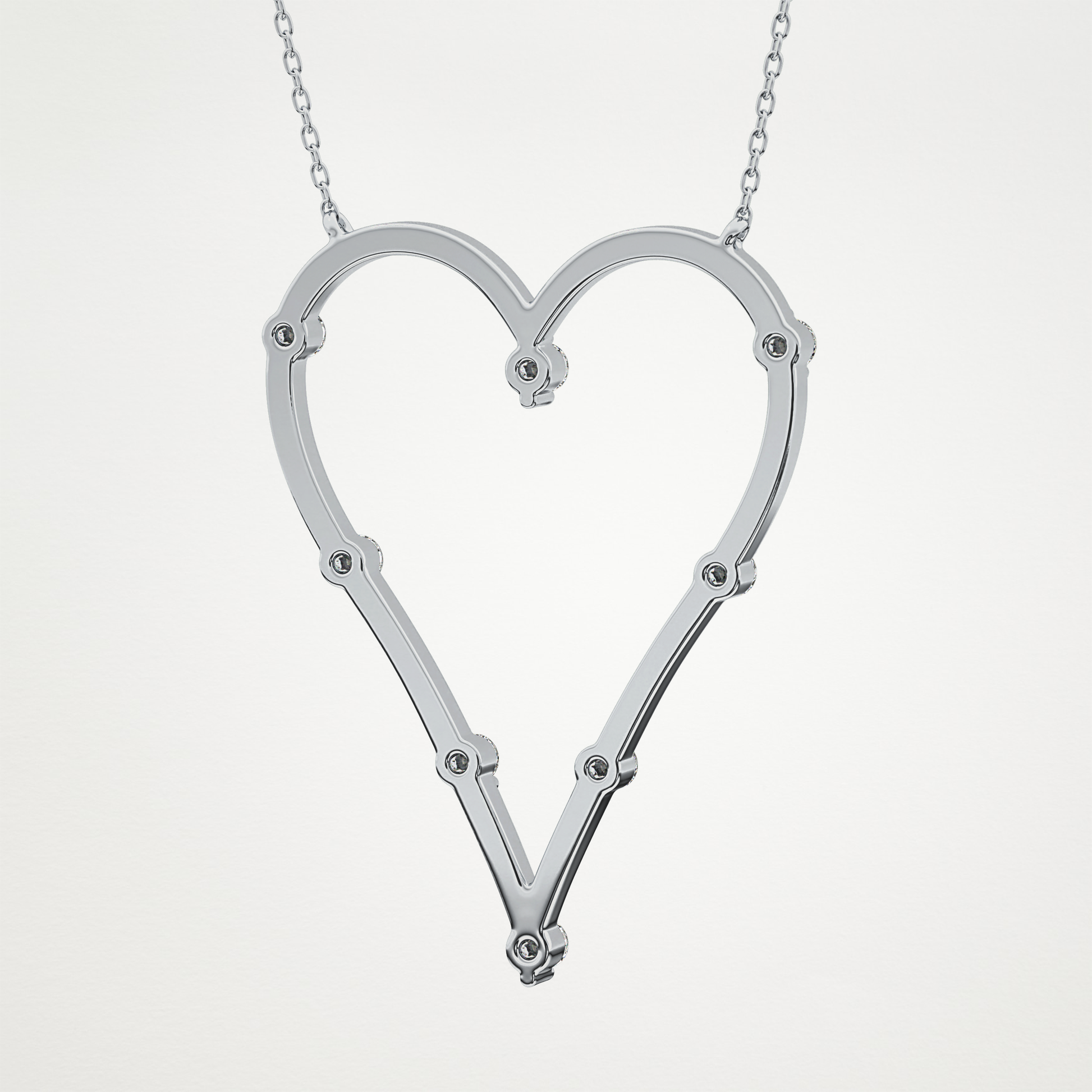 0.24 TCW Round Lab Grown Diamond Heart Shaped Necklace