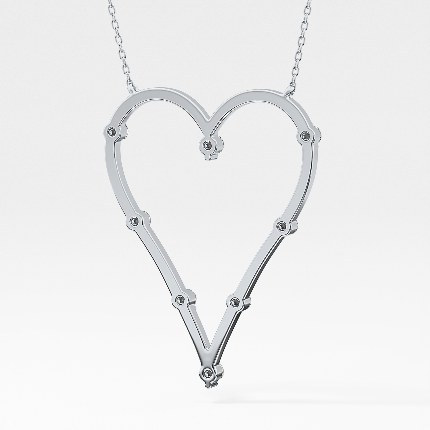 0.24 TCW Round Lab Grown Diamond Heart Shaped Necklace