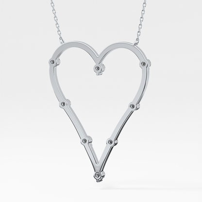 0.24 TCW Round Lab Grown Diamond Heart Shaped Necklace