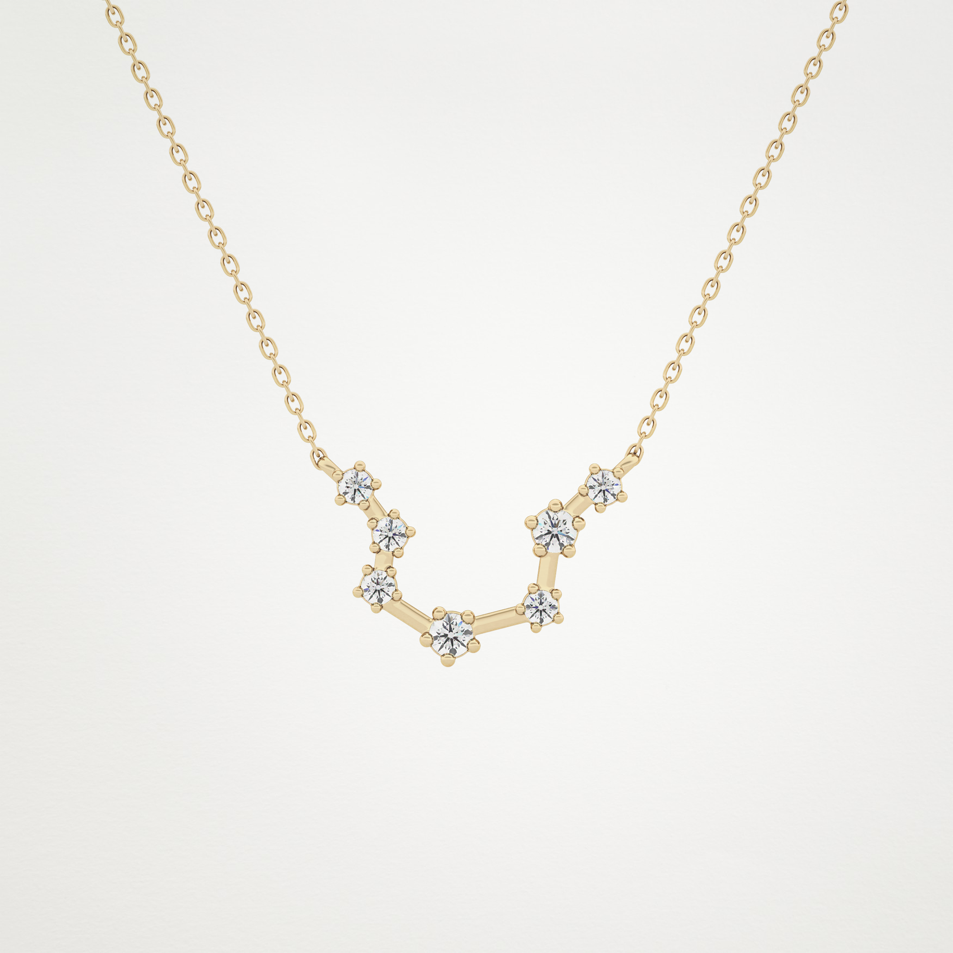 0.2 TCW Round Lab Grown Diamond Aquarius Zodiac Constellation Necklace