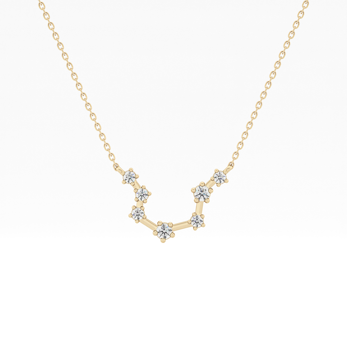 0.2 TCW Round Lab Grown Diamond Aquarius Zodiac Constellation Necklace