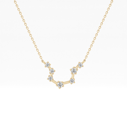 0.2 TCW Round Lab Grown Diamond Aquarius Zodiac Constellation Necklace