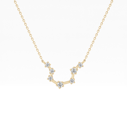 0.2 TCW Round Lab Grown Diamond Aquarius Zodiac Constellation Necklace
