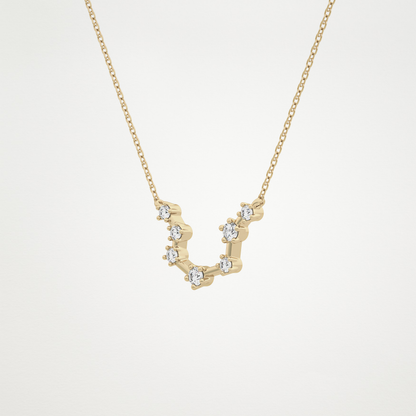 0.2 TCW Round Lab Grown Diamond Aquarius Zodiac Constellation Necklace