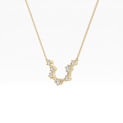 0.2 TCW Round Lab Grown Diamond Aquarius Zodiac Constellation Necklace