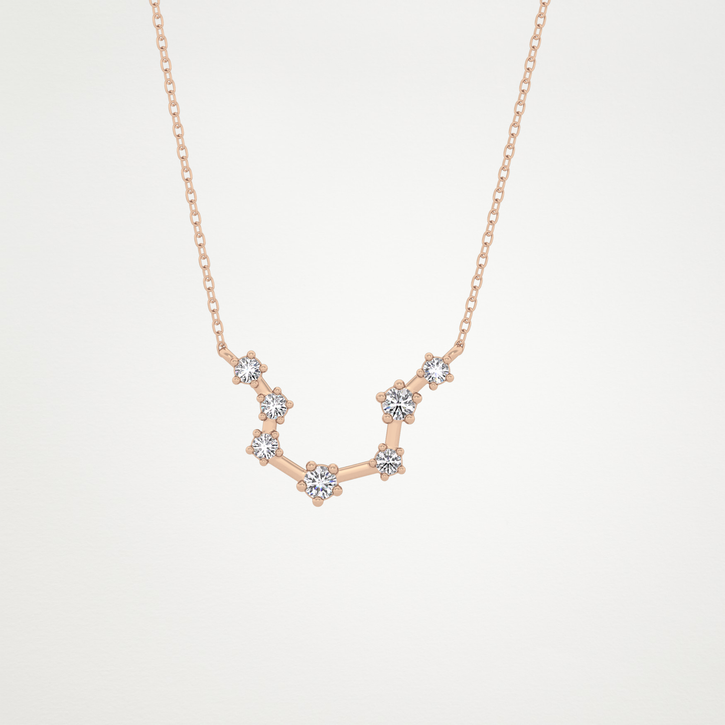 0.2 TCW Round Lab Grown Diamond Aquarius Zodiac Constellation Necklace