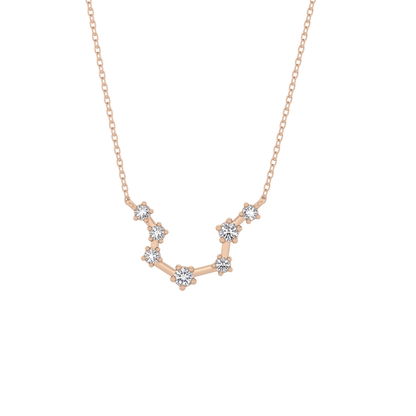 0.2 TCW Round Lab Grown Diamond Aquarius Zodiac Constellation Necklace