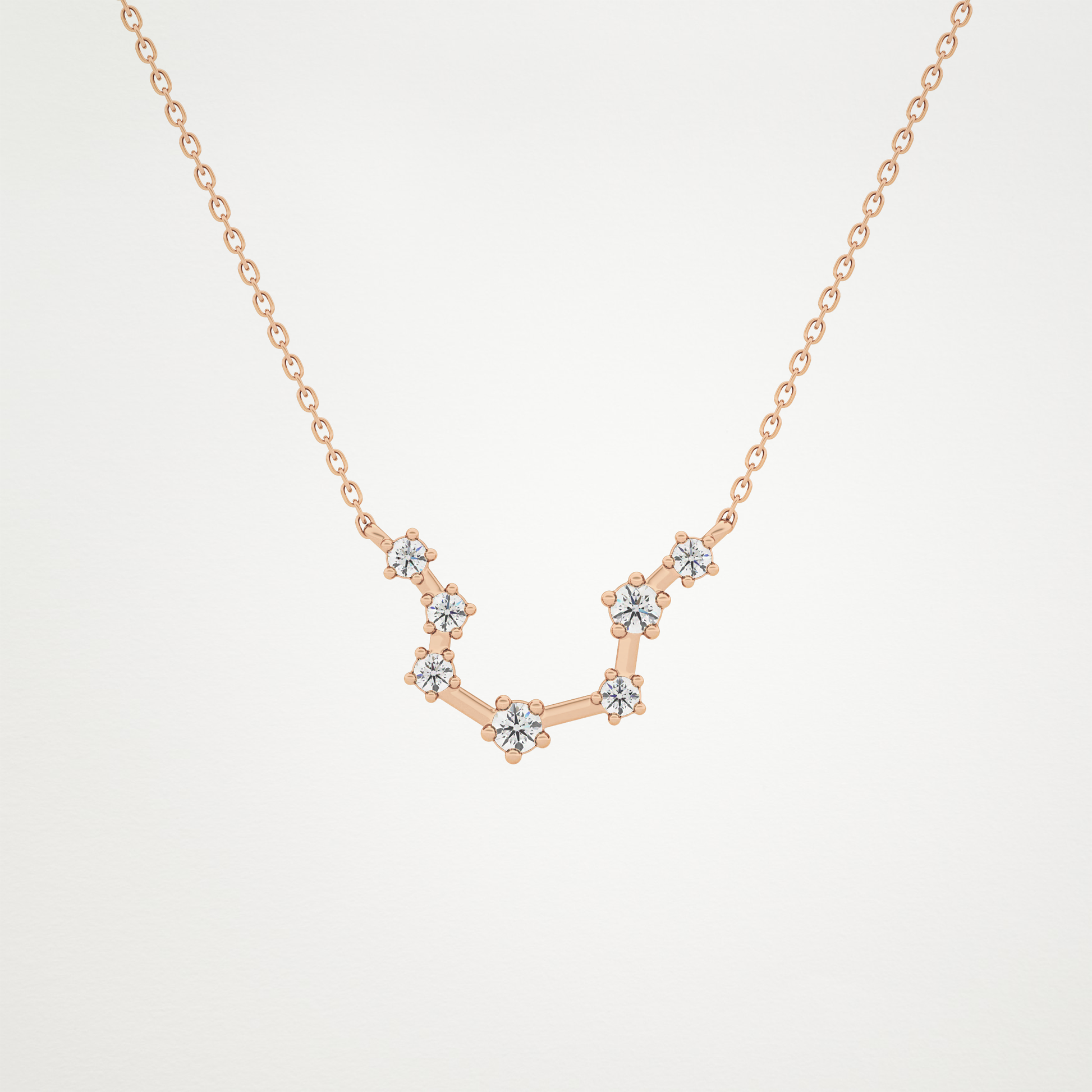 0.2 TCW Round Lab Grown Diamond Aquarius Zodiac Constellation Necklace