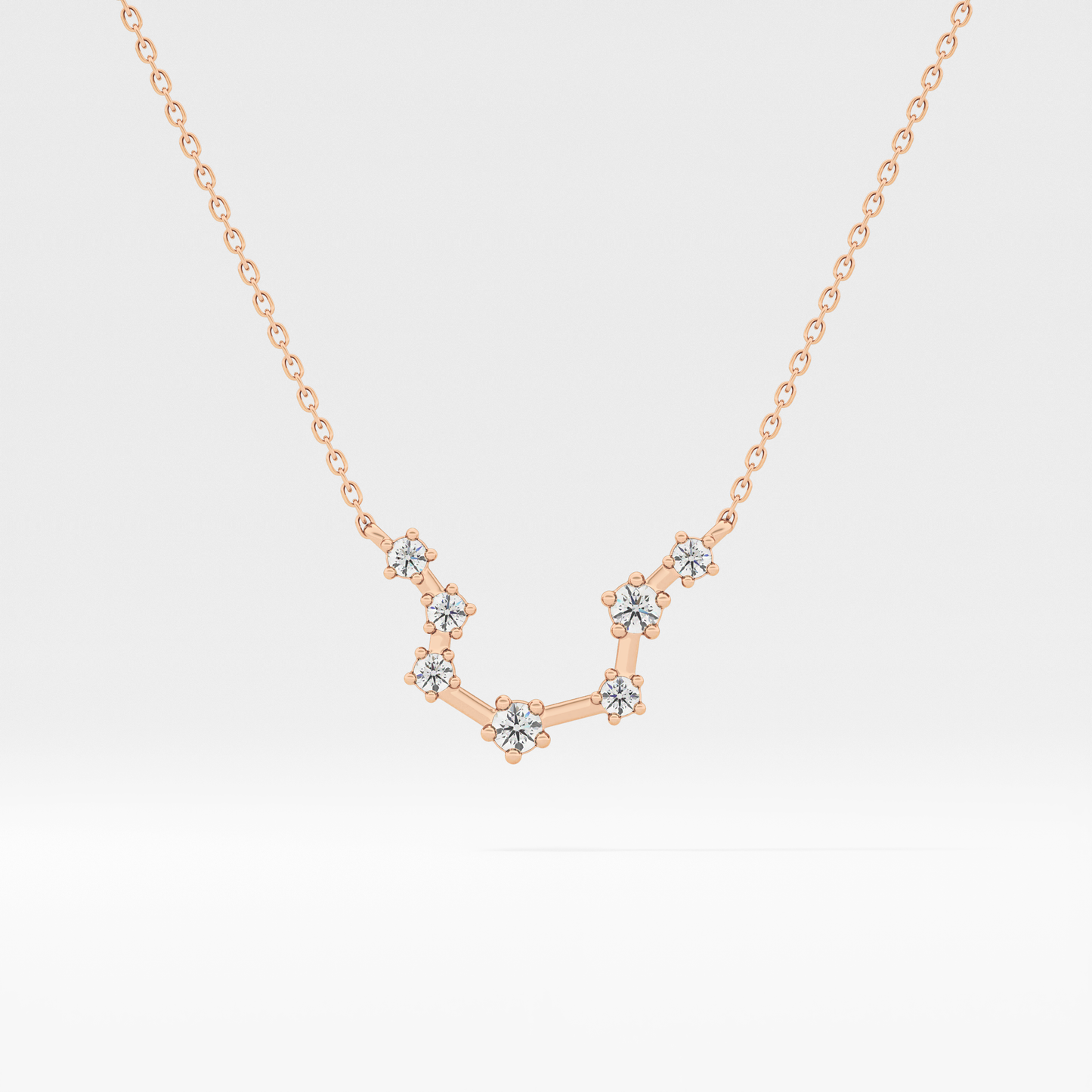 0.2 TCW Round Lab Grown Diamond Aquarius Zodiac Constellation Necklace