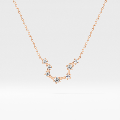 0.2 TCW Round Lab Grown Diamond Aquarius Zodiac Constellation Necklace