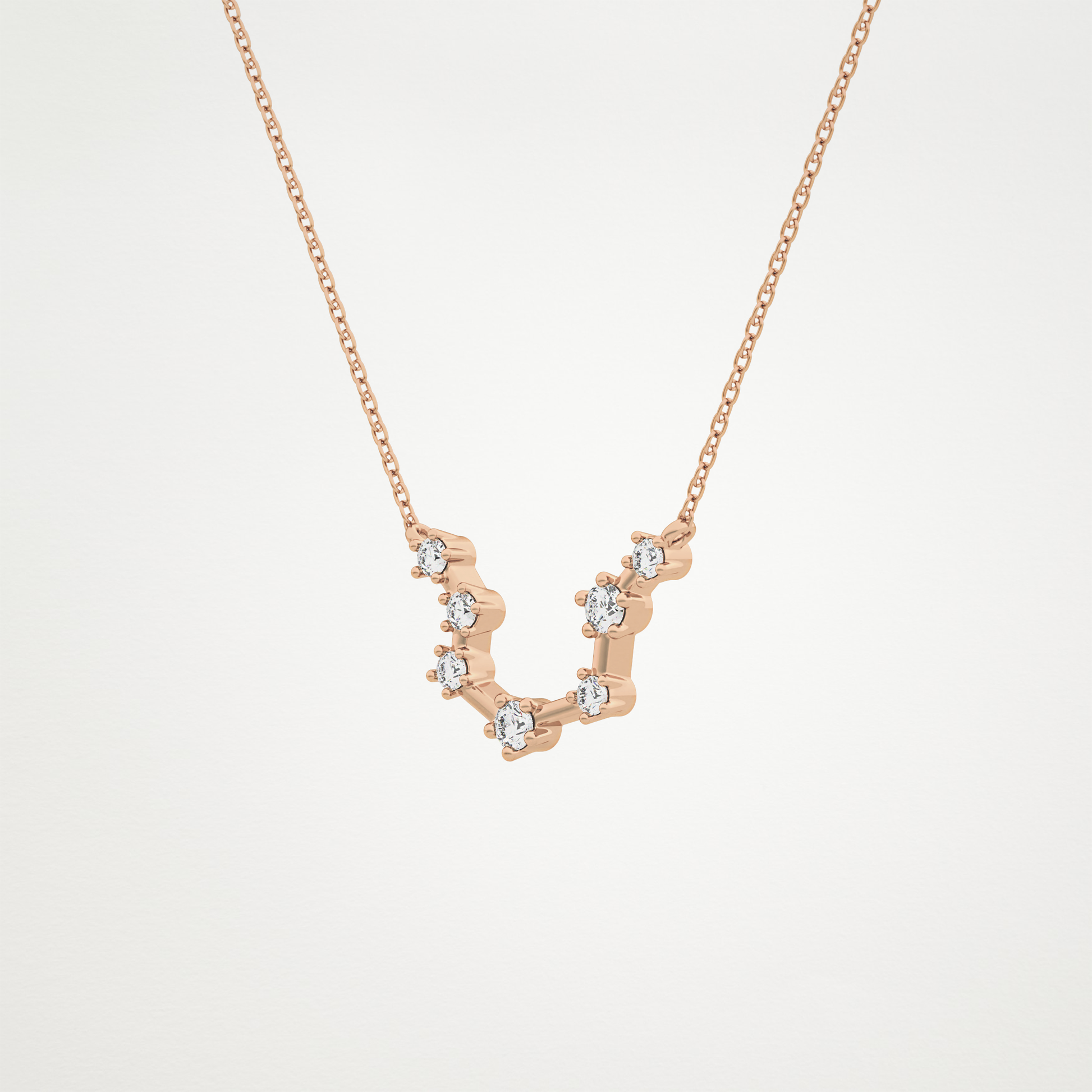 0.2 TCW Round Lab Grown Diamond Aquarius Zodiac Constellation Necklace