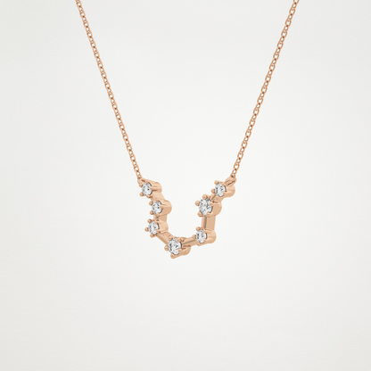 0.2 TCW Round Lab Grown Diamond Aquarius Zodiac Constellation Necklace