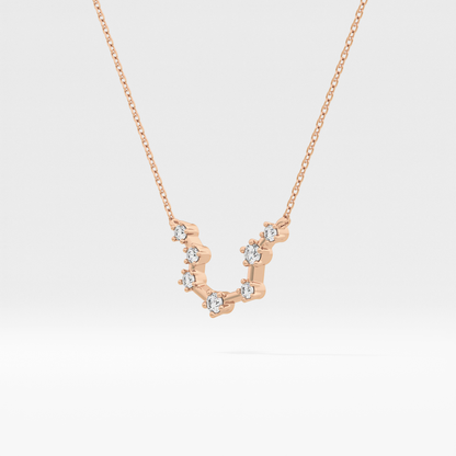 0.2 TCW Round Lab Grown Diamond Aquarius Zodiac Constellation Necklace