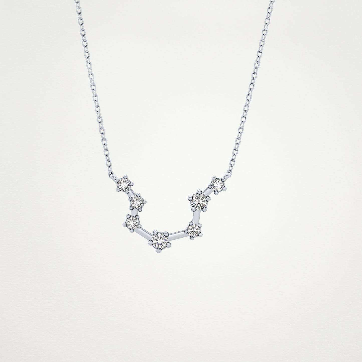 0.2 TCW Round Lab Grown Diamond Aquarius Zodiac Constellation Necklace