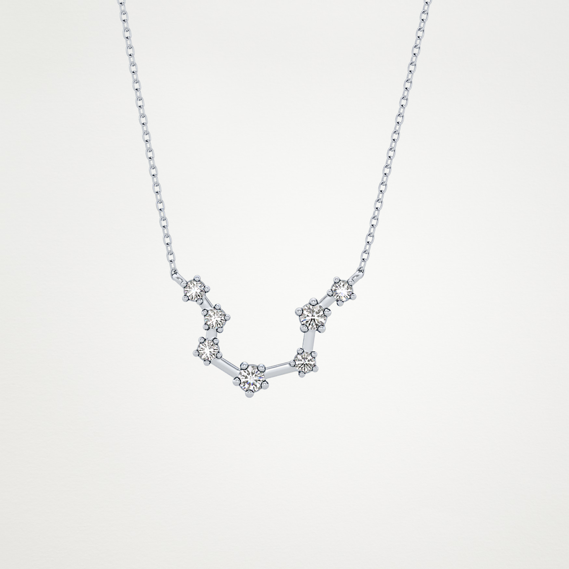 0.2 TCW Round Lab Grown Diamond Aquarius Zodiac Constellation Necklace