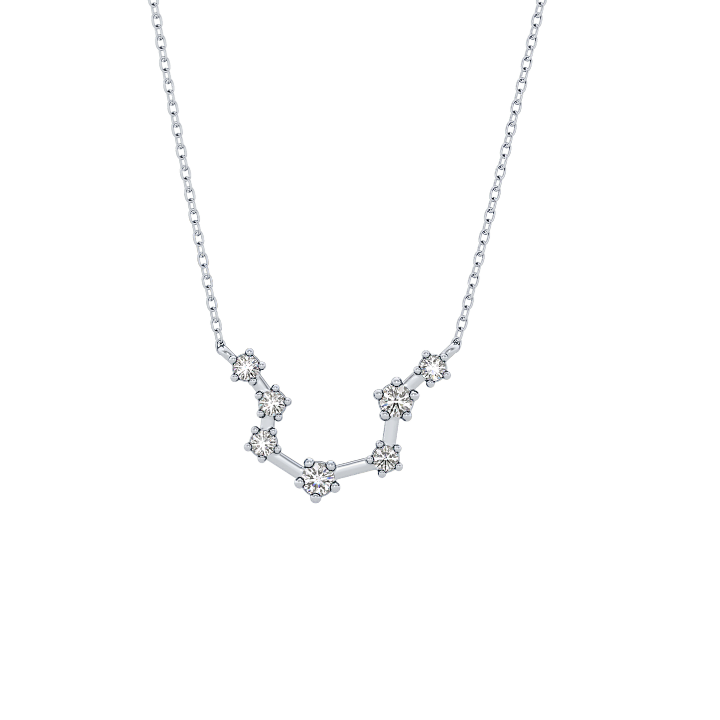 0.2 TCW Round Lab Grown Diamond Aquarius Zodiac Constellation Necklace