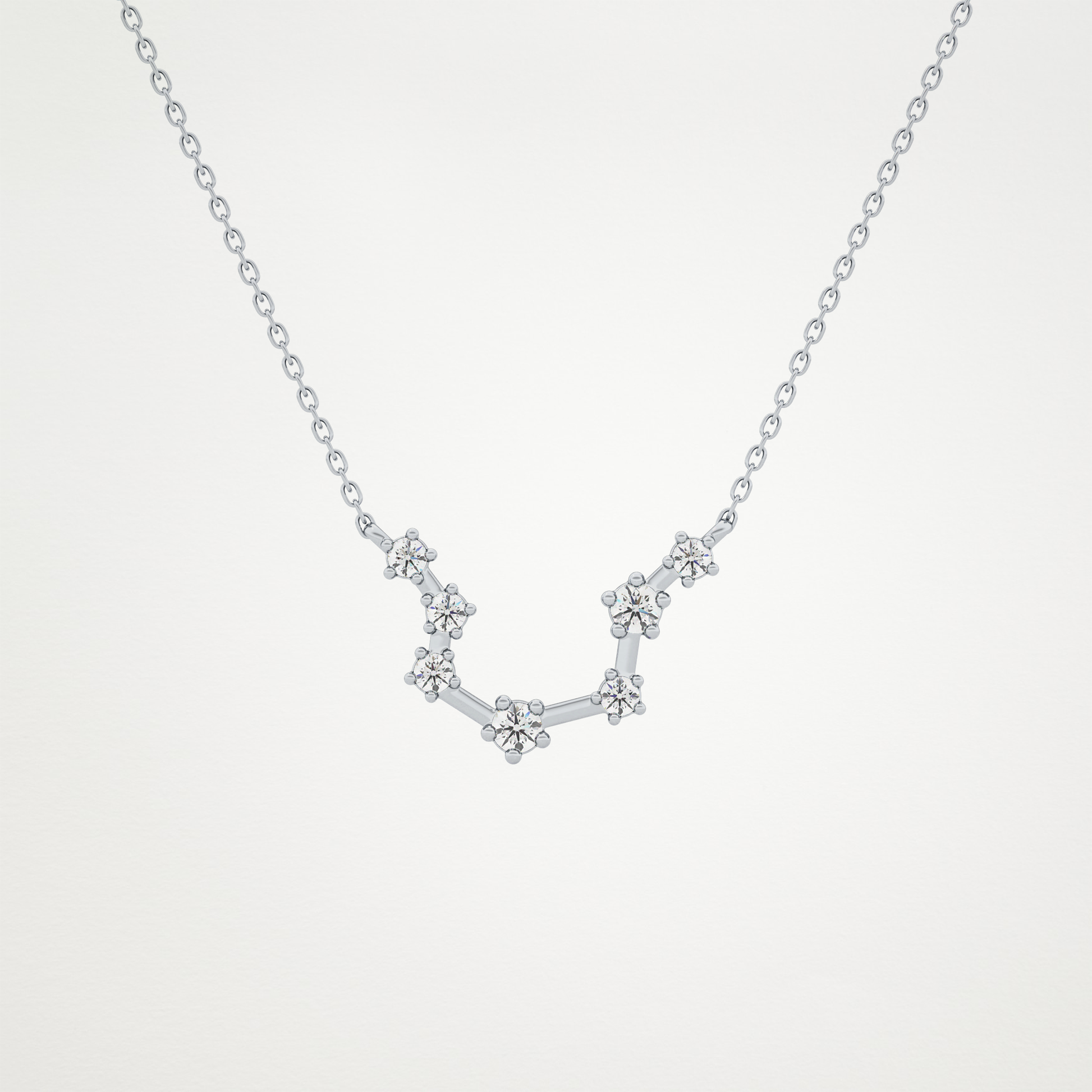 0.2 TCW Round Lab Grown Diamond Aquarius Zodiac Constellation Necklace