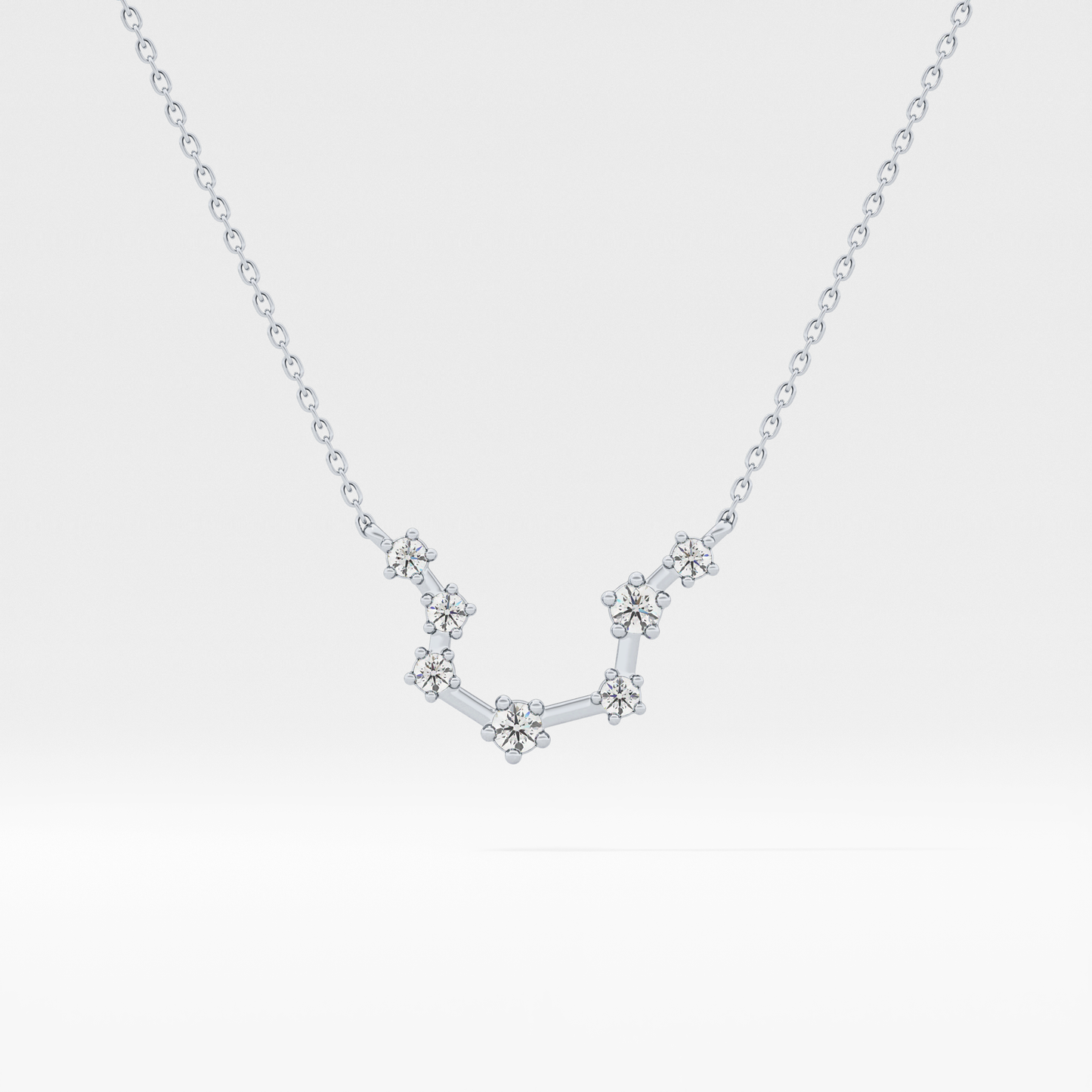 0.2 TCW Round Lab Grown Diamond Aquarius Zodiac Constellation Necklace