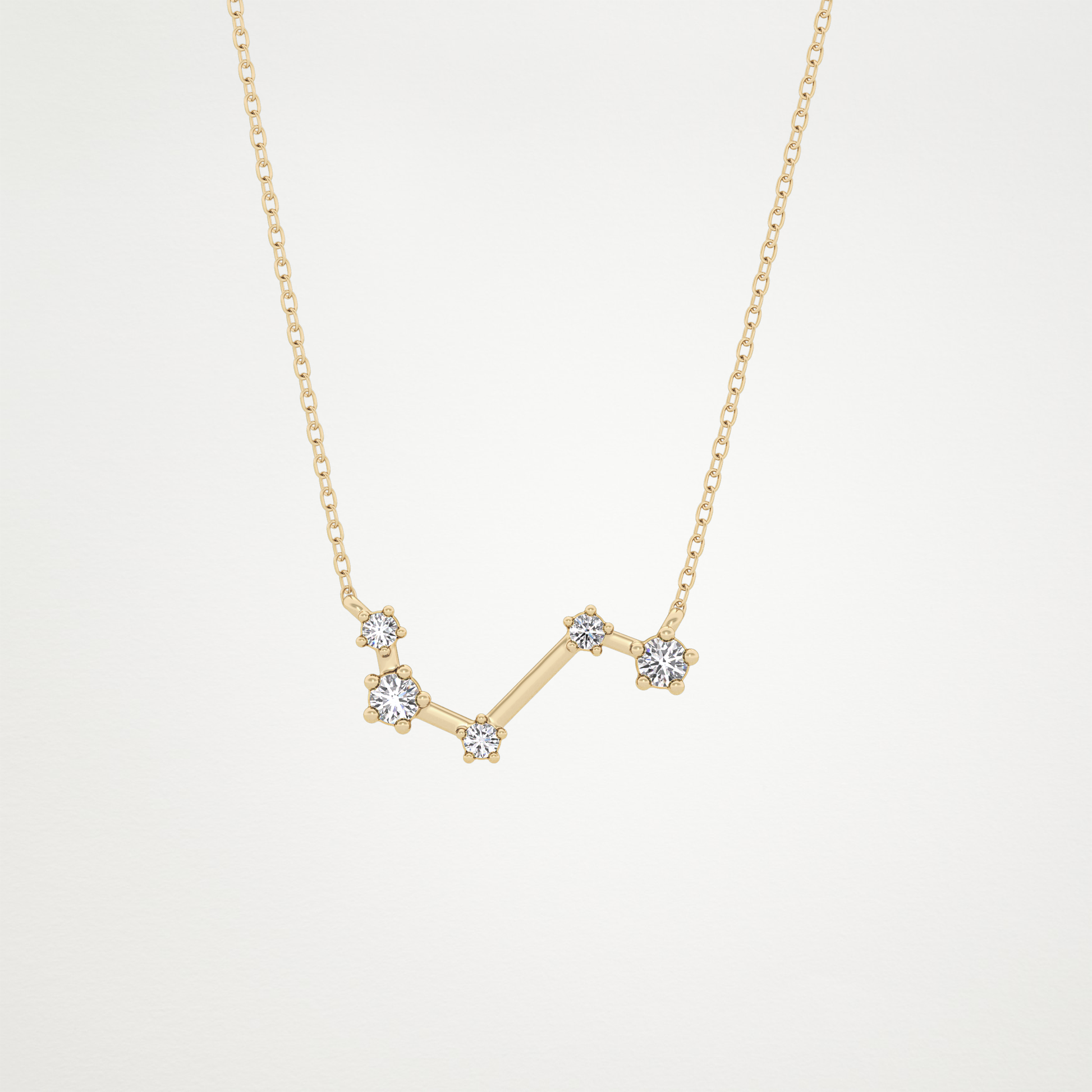 0.16 TCW Round Lab Grown Diamond Aries Zodiac Constellation Necklace