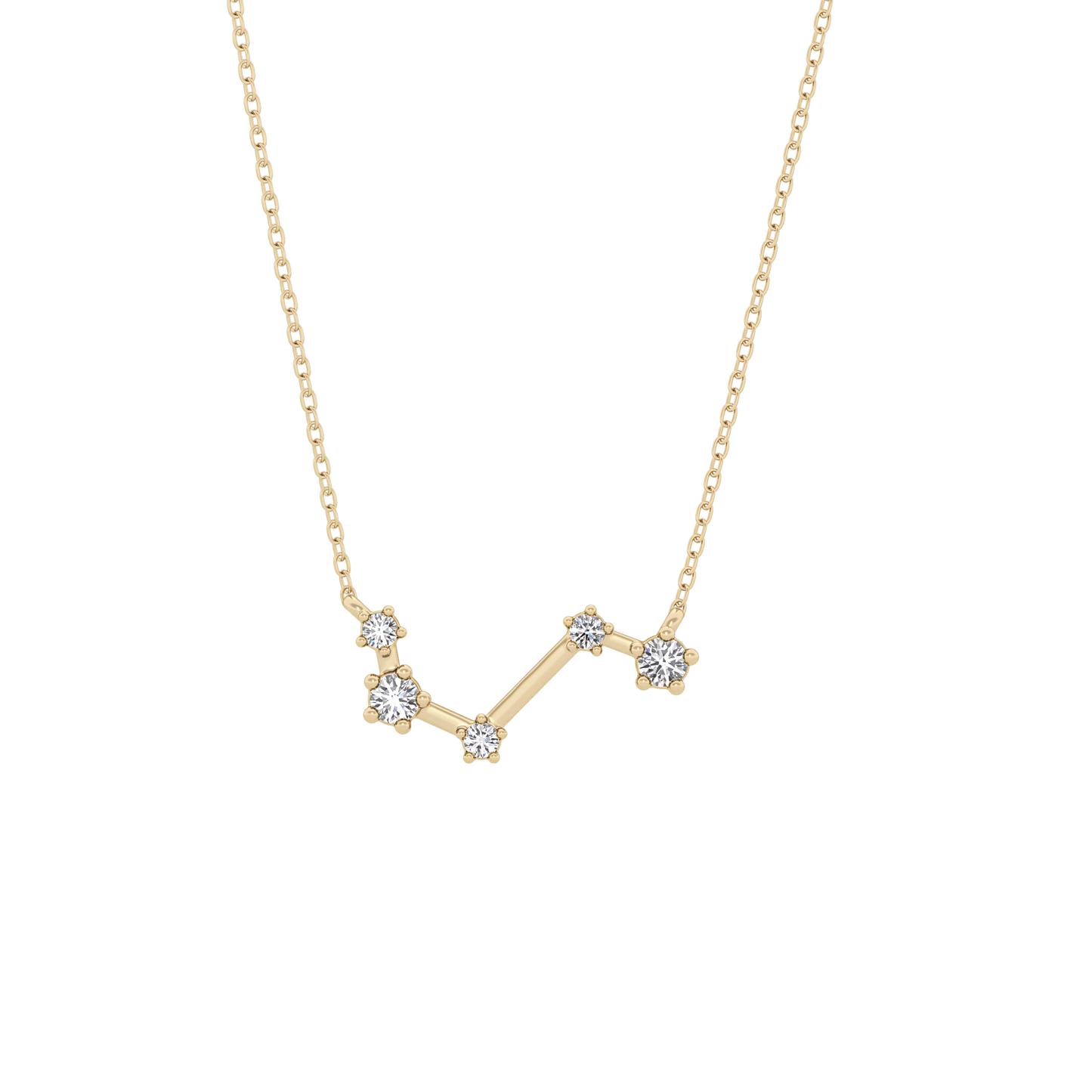 0.16 TCW Round Lab Grown Diamond Aries Zodiac Constellation Necklace