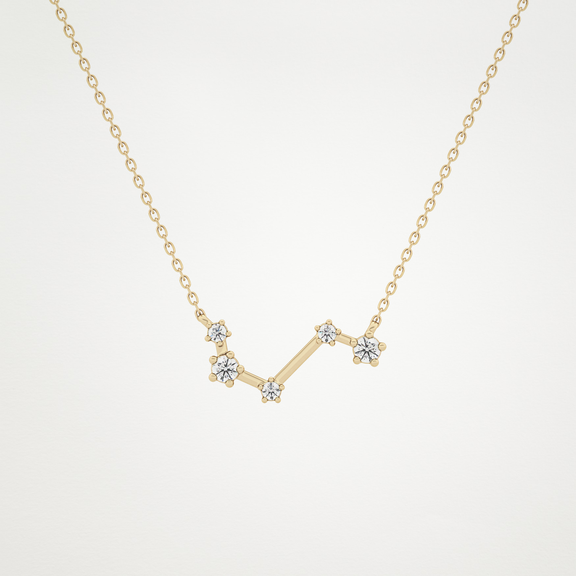 0.16 TCW Round Lab Grown Diamond Aries Zodiac Constellation Necklace