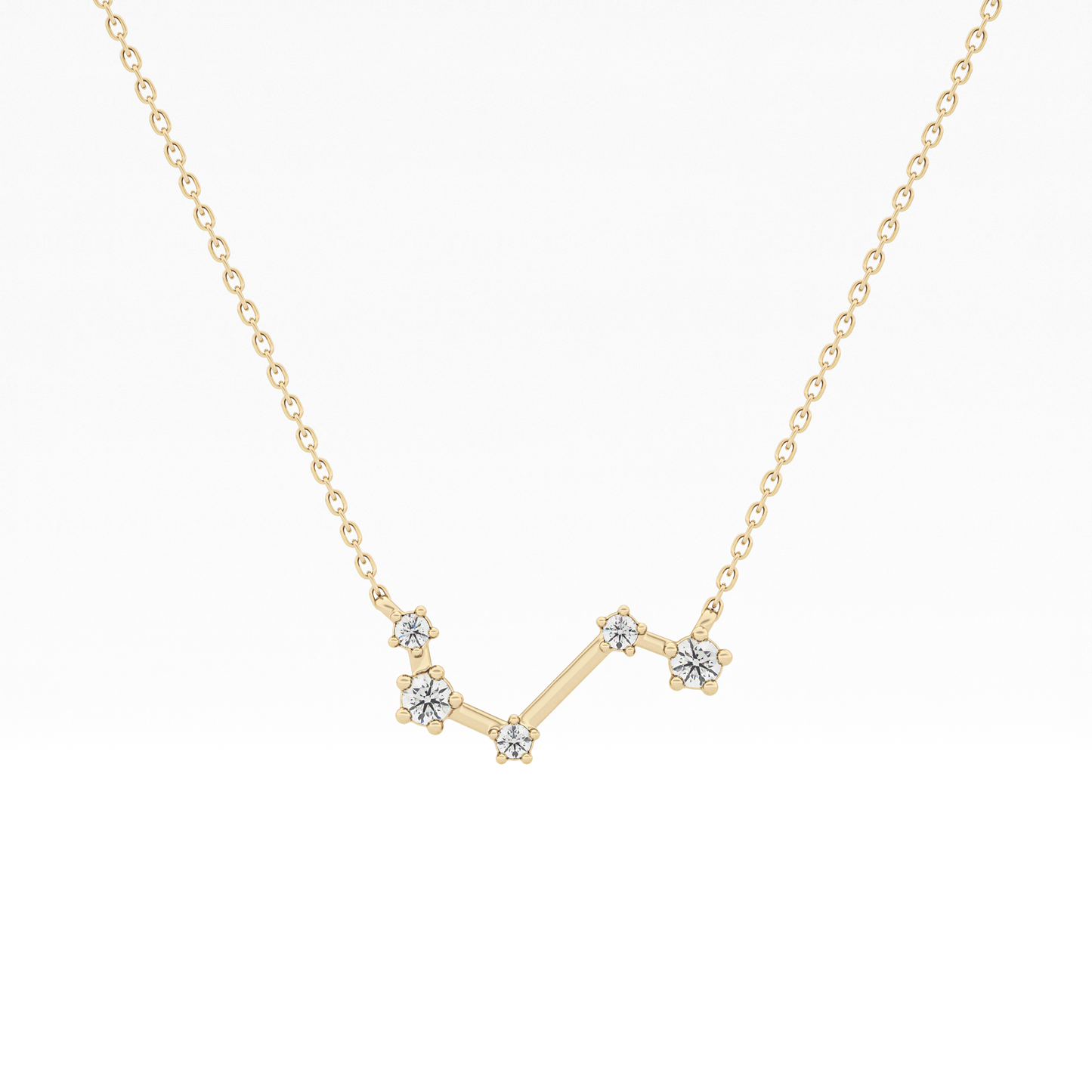 0.16 TCW Round Lab Grown Diamond Aries Zodiac Constellation Necklace